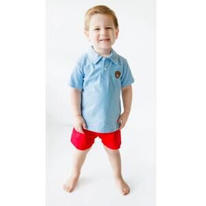 Itsy Bitsy Boy Blue Baseball Glove Striped Polo Shirt Size 12 Months